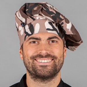 Gorro Chef Algodón con estampado camuflaje.