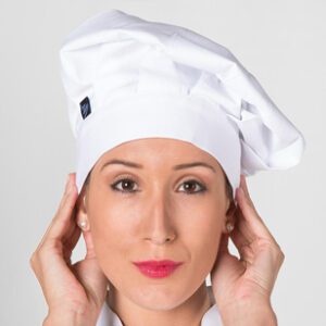 Gorro Chef Blanco con Velcro, diseño clásico y elegante.