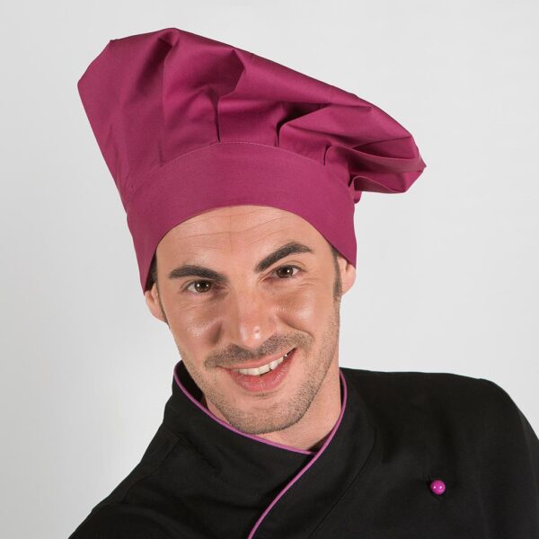 Gorro Chef con Velcro en color frambuesa.