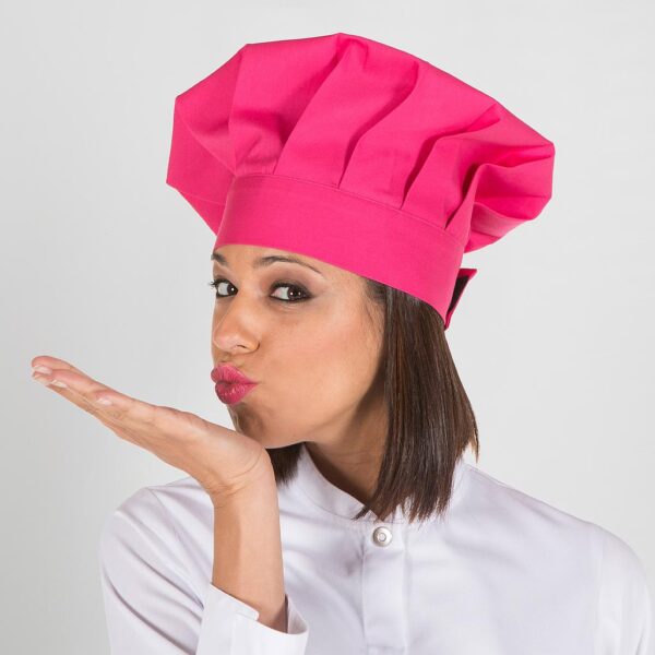 Gorro Chef con Velcro en color fucsia.