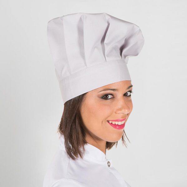 Gorro Chef con Velcro en color gris perla.