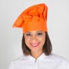 Gorro Chef con Velcro en color naranja.