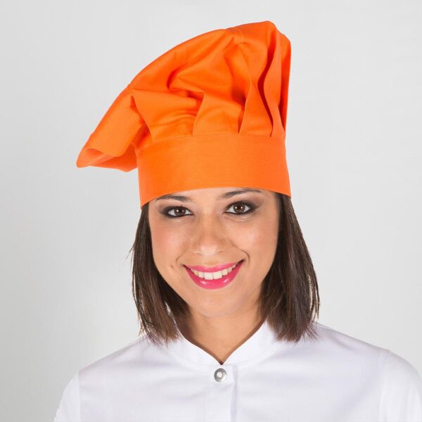 Gorro Chef con Velcro en color naranja.