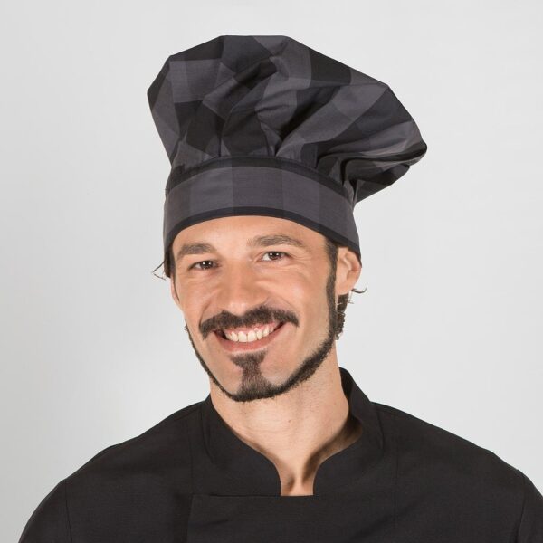 Gorro Chef Estampado Vaquero con estampado de cuadros negros-gris.