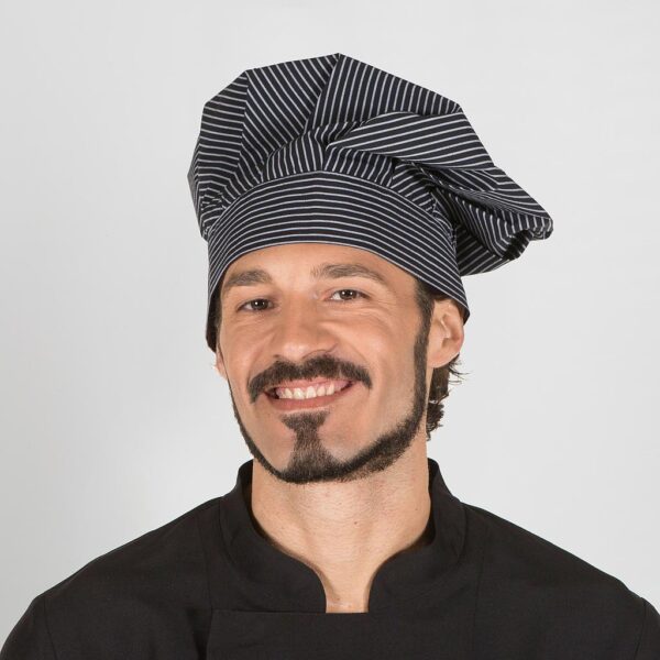 Gorro Chef Estampado Vaquero con estampado de raya plana-gris.