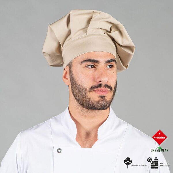 Gorro Chef Reciclado Klopman en color arena.