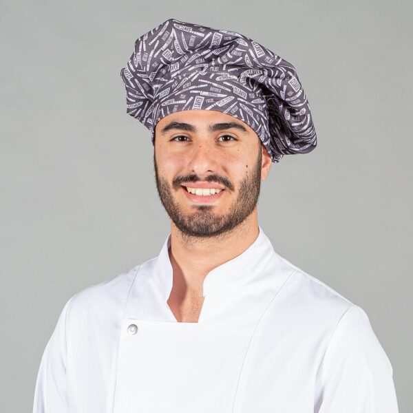 Gorro Chef Velcro con estampado cleaver.