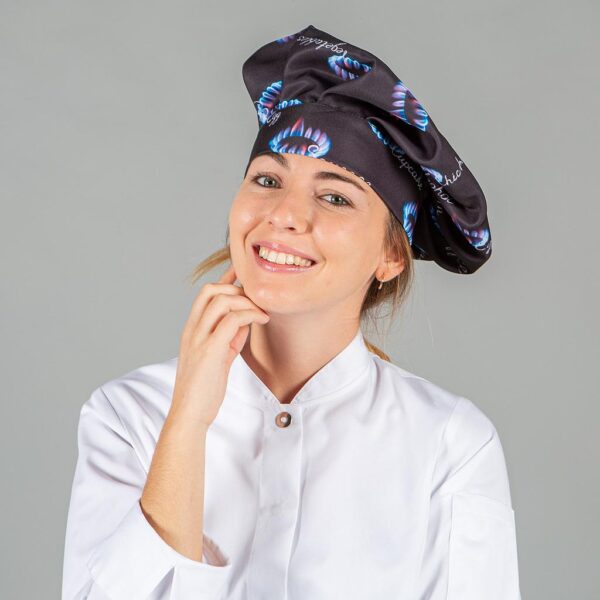 Gorro Chef Velcro con estampado fogon.