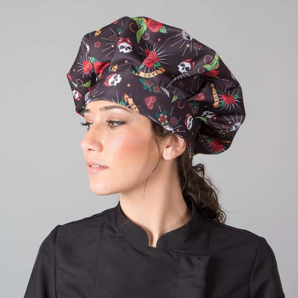 Gorro Chef Velcro con estampado tattoo.